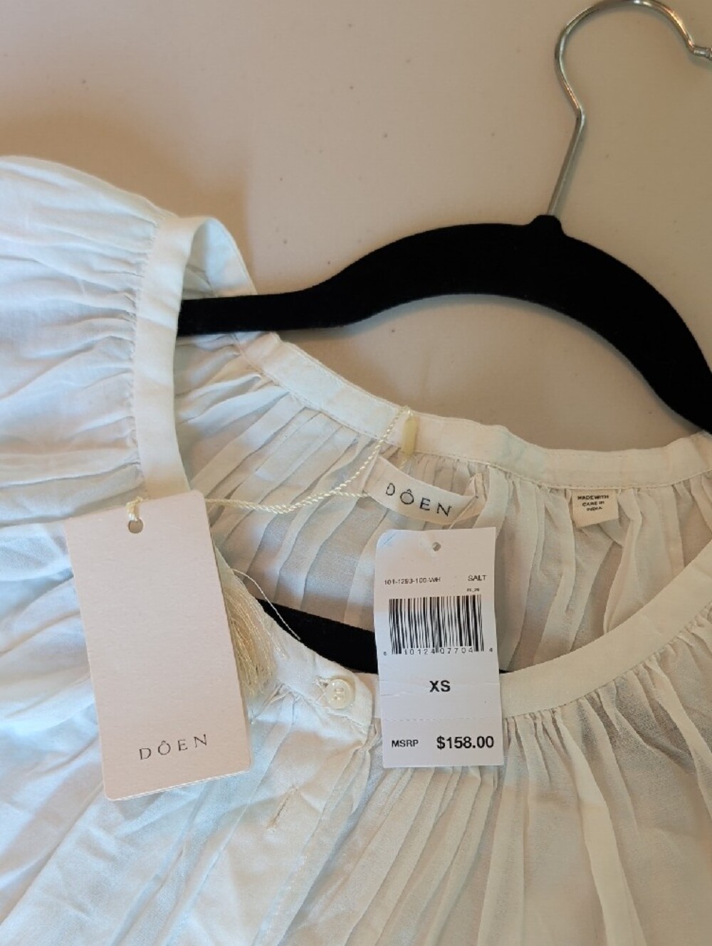 NWT Doen White Peasant Blouse Women's Button-Front Top - Picture 2 of 7